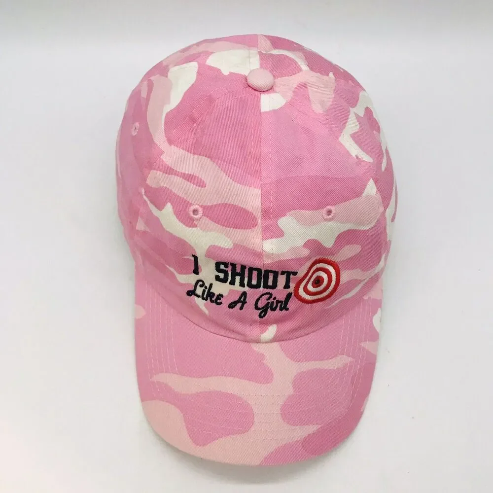 I Shoot Like a Girl Pink Camo Baseball Cap Womens Twill Strapback Port Authority